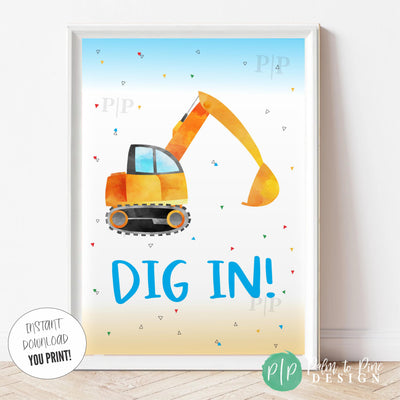Construction Birthday Party Sign for Food or Dessert Table