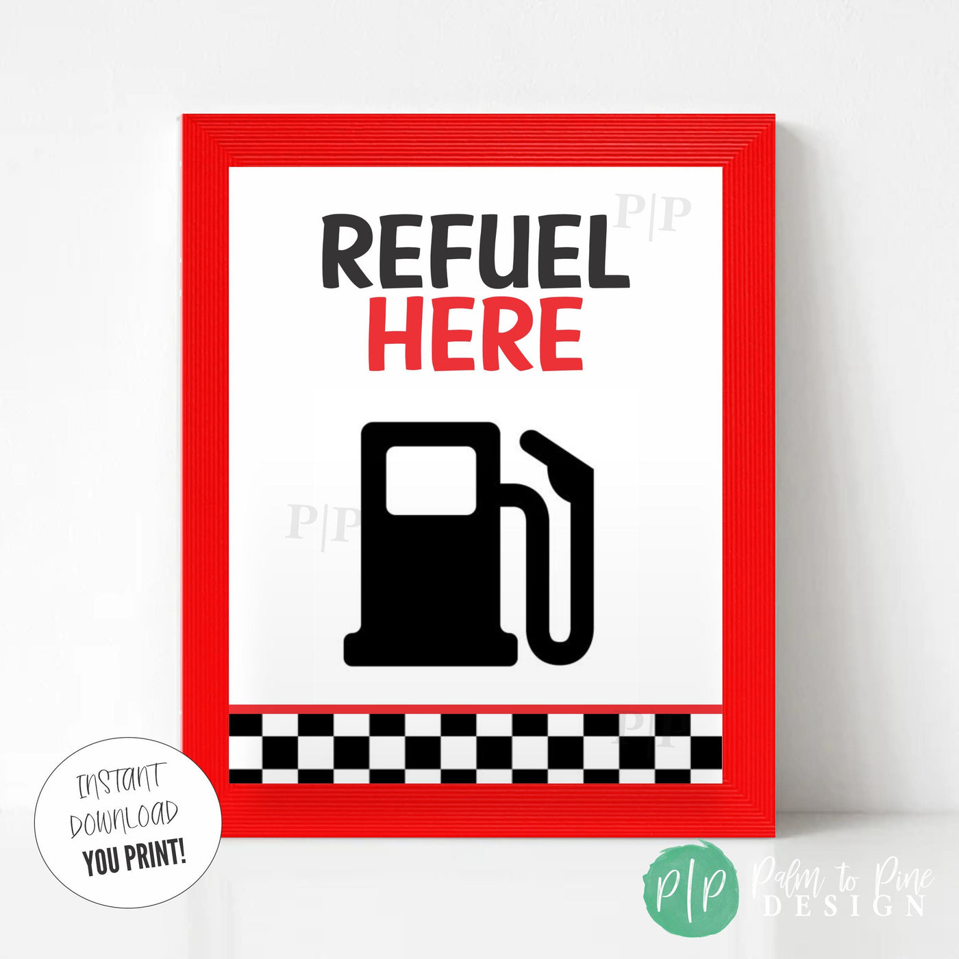Race Car Themed Drink station sign with gas pump
