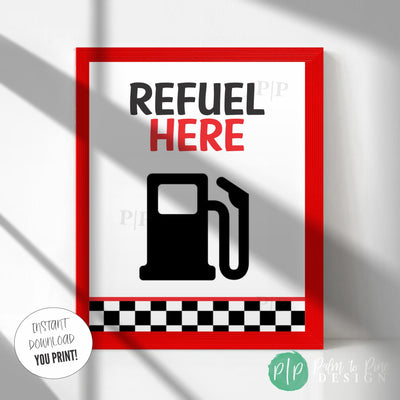 Racecar &quot;Refuel Here&quot; drink sign