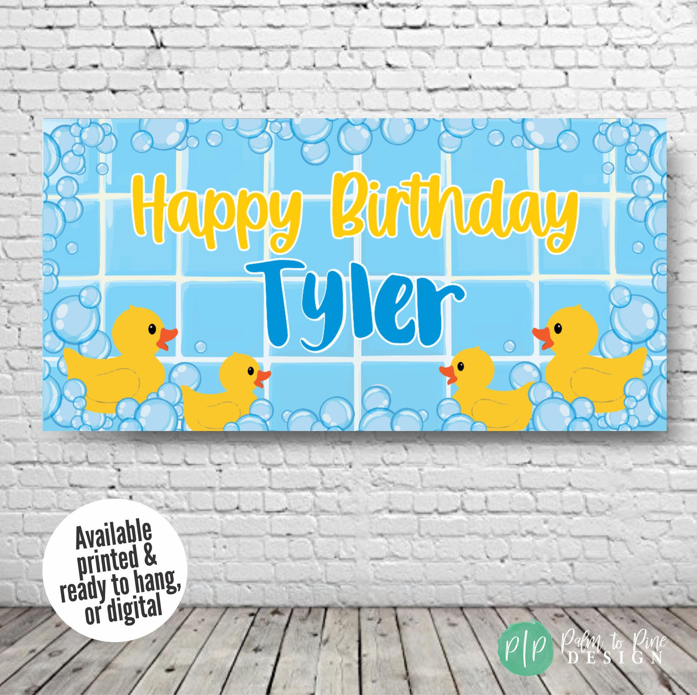 Rubber Duck Birthday Party Banner for Kids