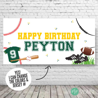Football baseball birthday banner