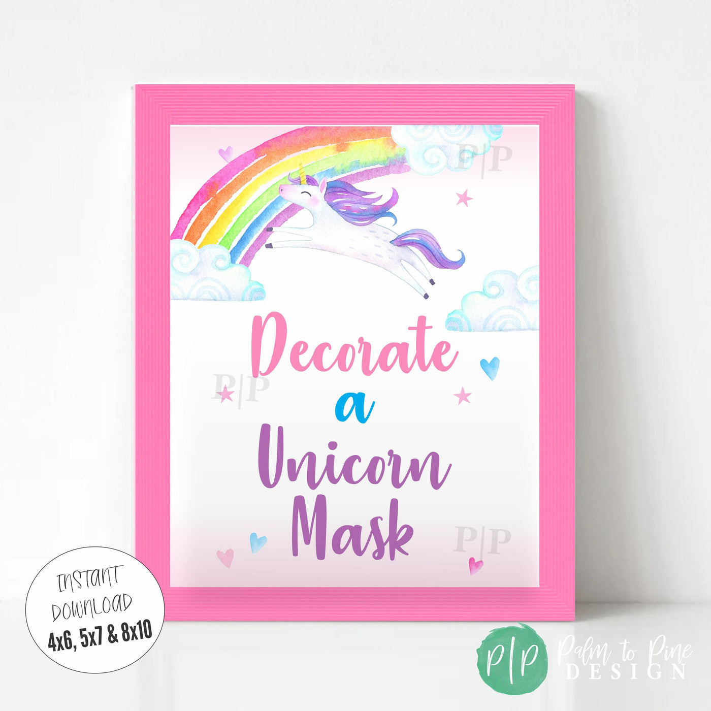 Decorate a Unicorn Mask Party Sign | Instant Download Unicorn Birthday Decorations | Available in Multiple Sizes