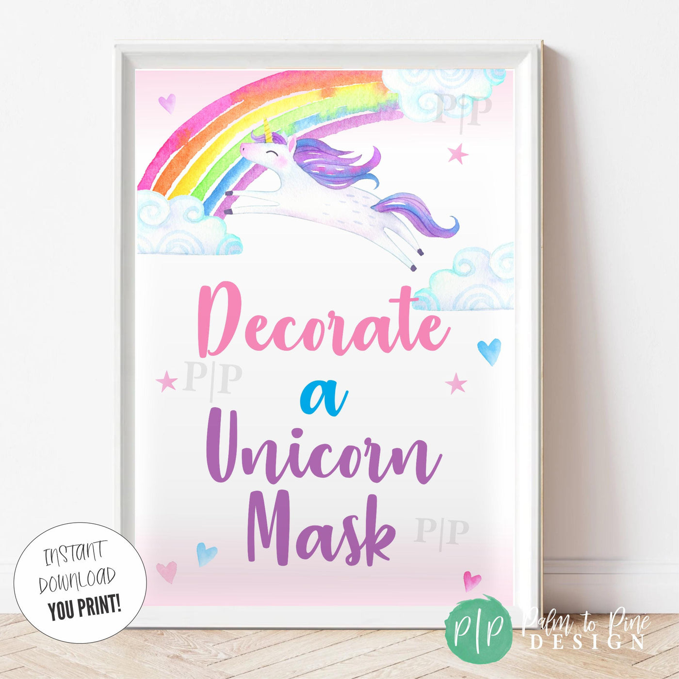 Decorate a Unicorn Mask Party Sign | Instant Download Unicorn Birthday Decorations | Available in Multiple Sizes
