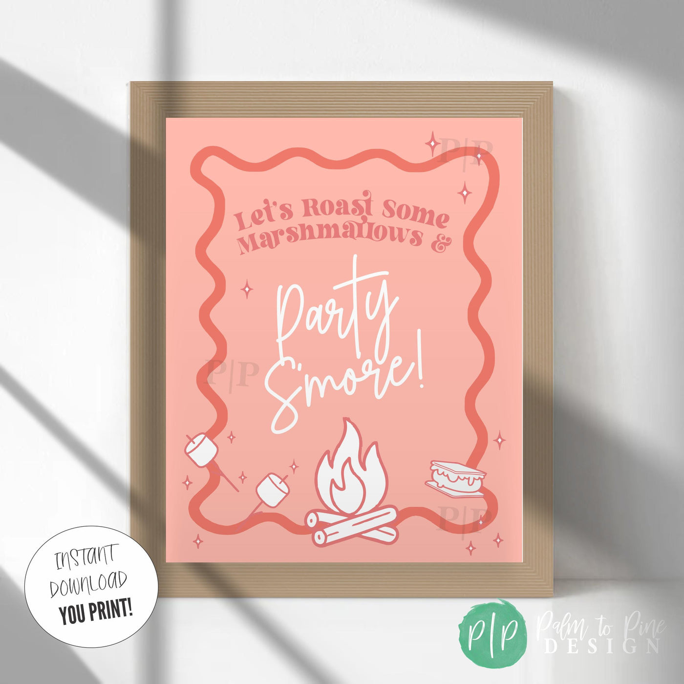 Party printable sign for marshmallow roasting station