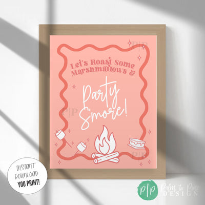Party printable sign for marshmallow roasting station