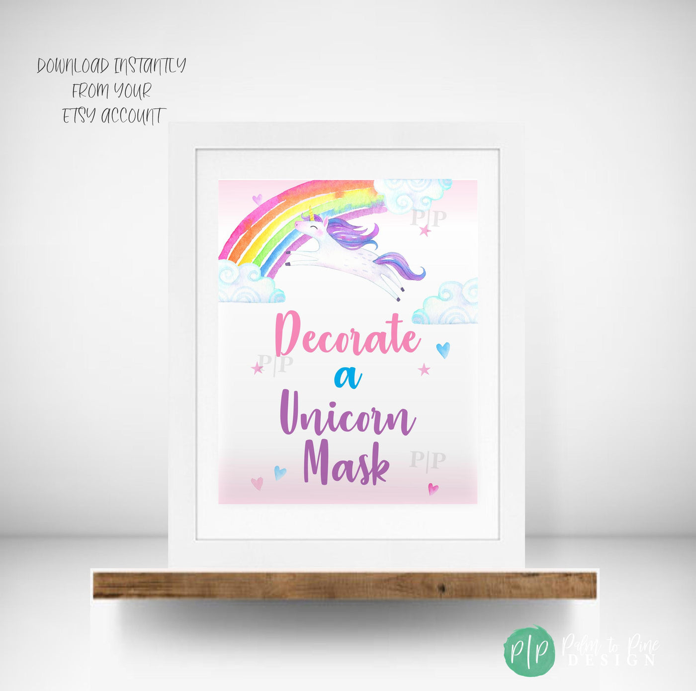 Decorate a Unicorn Mask Party Sign | Instant Download Unicorn Birthday Decorations | Available in Multiple Sizes