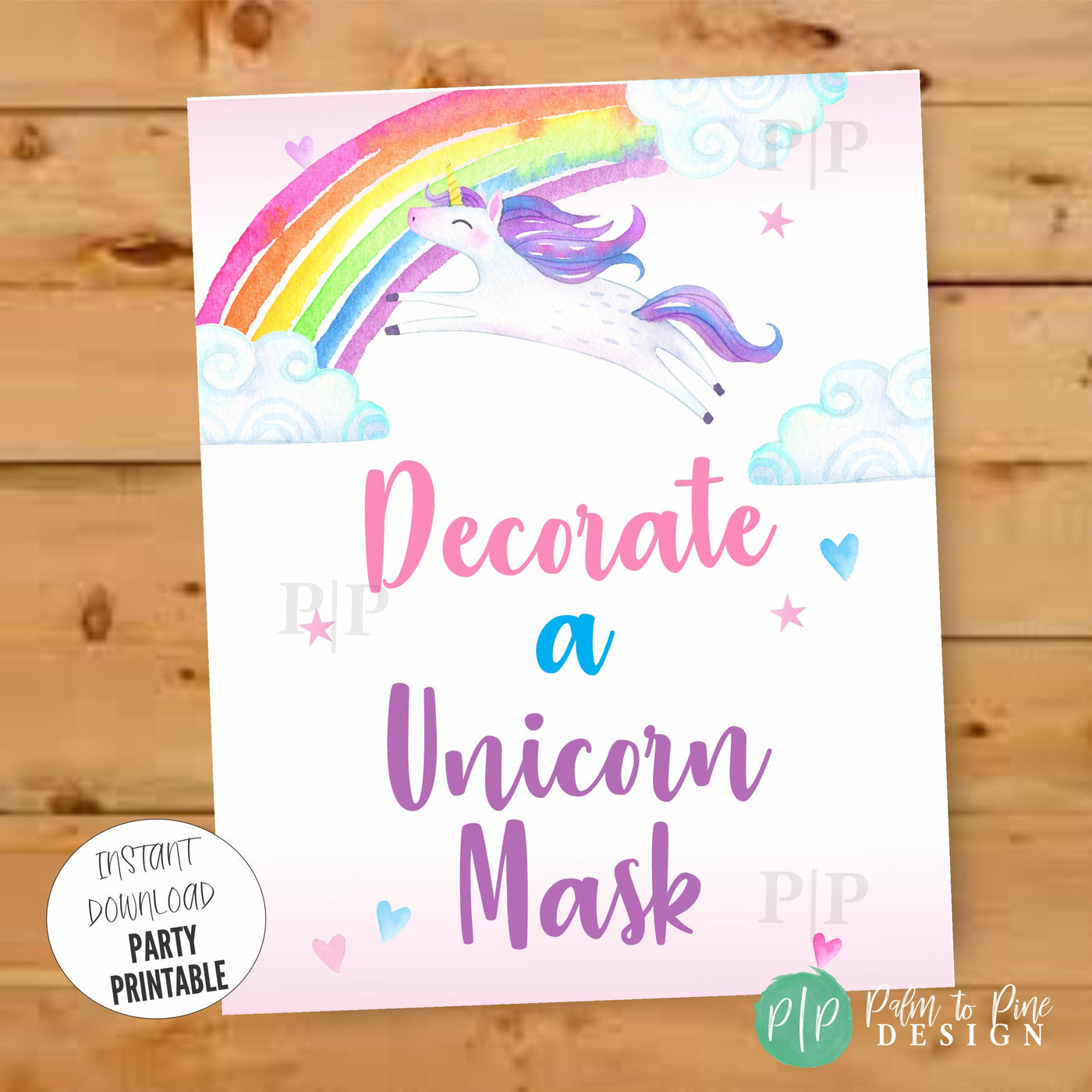 Decorate a Unicorn Mask Party Sign | Instant Download Unicorn Birthday Decorations | Available in Multiple Sizes