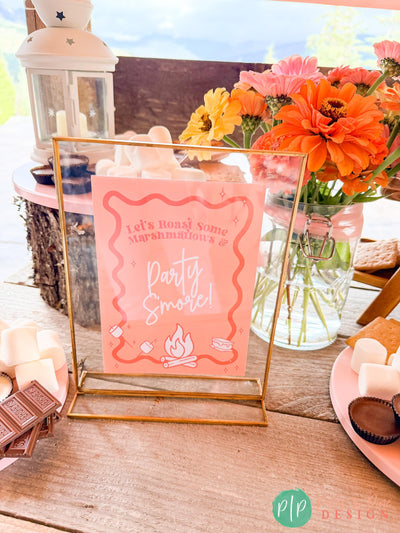 Campfire clipart printable party sign with wavy scalloped border for S&#39;mores Bar