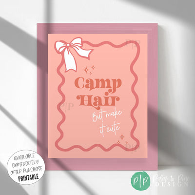 Printable hair accessory station sign for glamping party