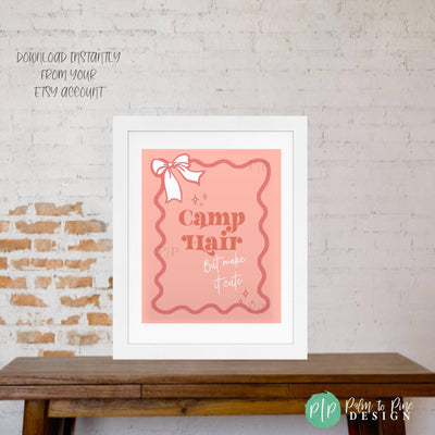 Glamping Hairbow Making Activity Sign | Camping Sleepover or Bow Bar Station Printable