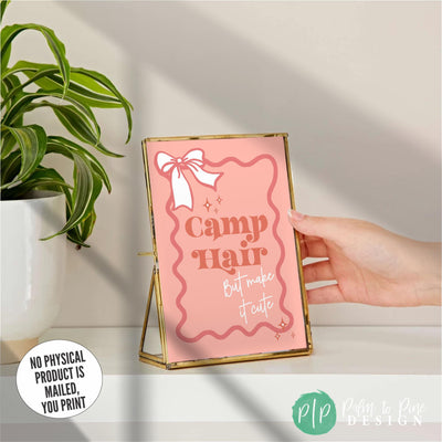 Glamping Hairbow Making Activity Sign | Camping Sleepover or Bow Bar Station Printable