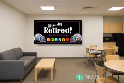 Transit Retirement Banner, personalized just for your favorite subway or transit employee in breakroom