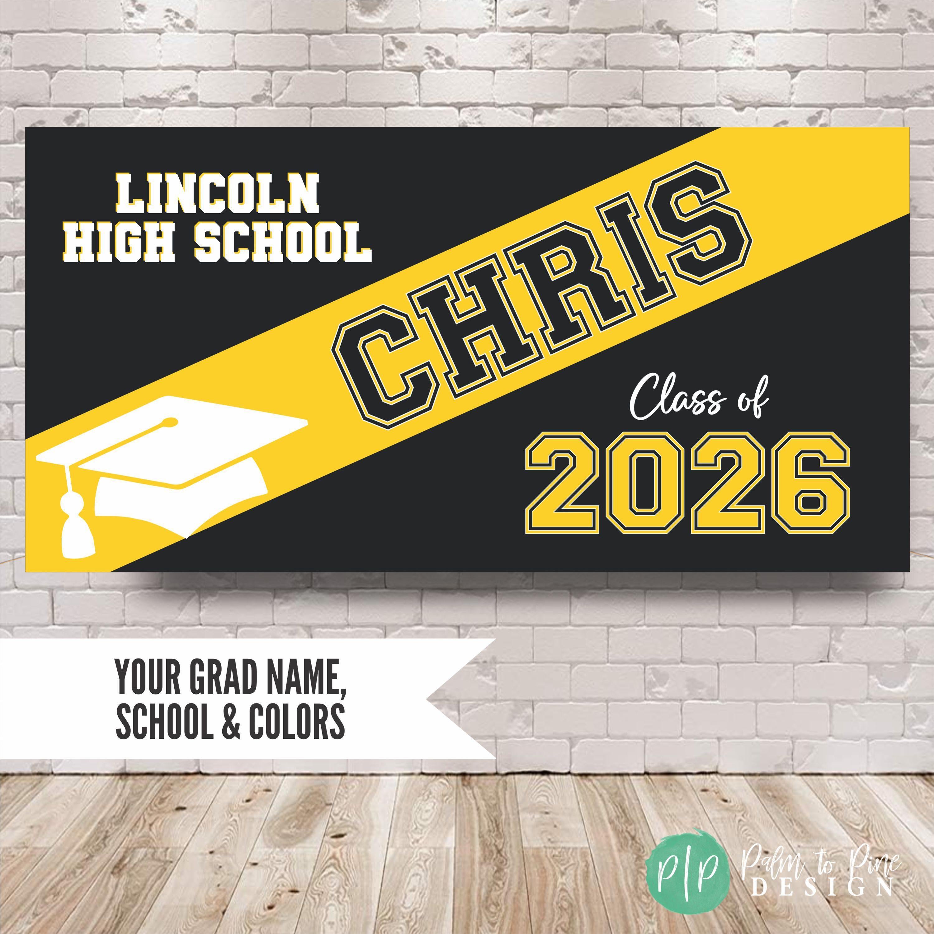 Customizable Graduation Banner Personalized Custom Graduation Banner | Palm to Pine Design