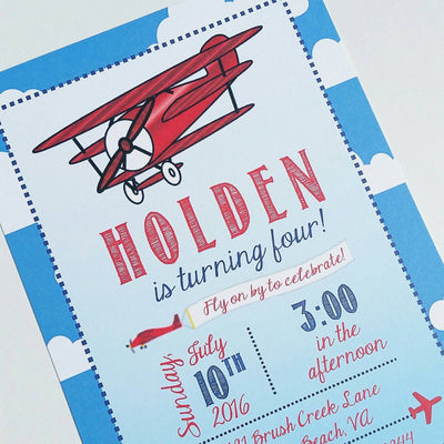 Airplane Birthday Invite