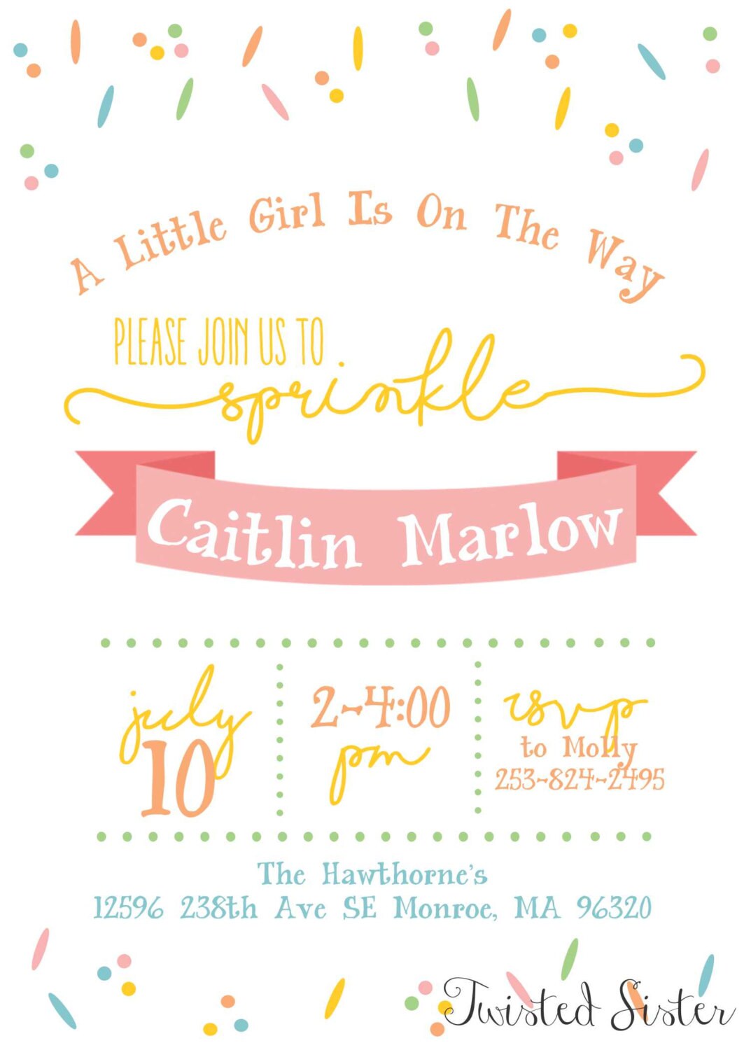 Sprinkle Baby Shower Invitation, Baby Shower Sprinkle, Sprinkle Invitation, Rainbow Baby Sprinkle Party, Gender Neutral Baby Shower Invite
