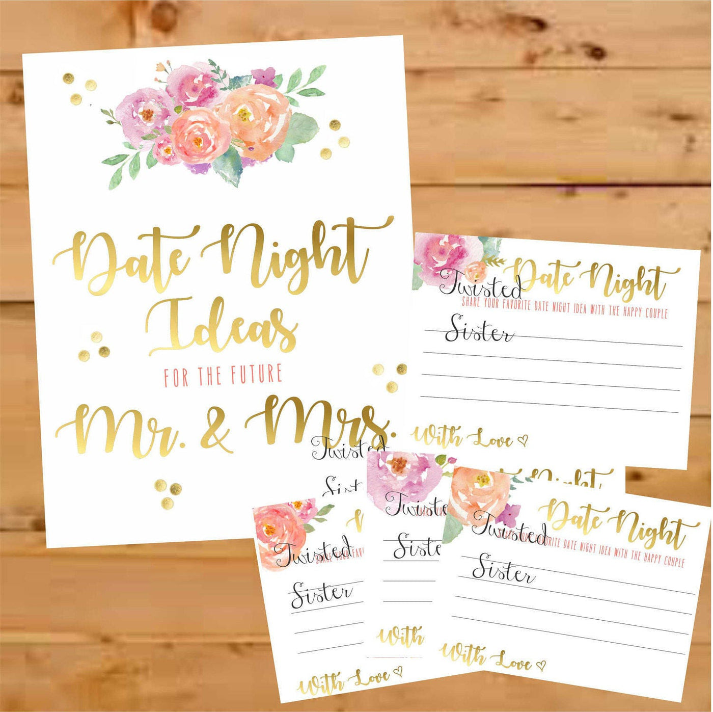 Date Night Printables, Bridal Shower Date Night Ideas, Date Night Jar, Date Night Ideas, Date Night Bridal Shower, Newlywed Date Night Idea