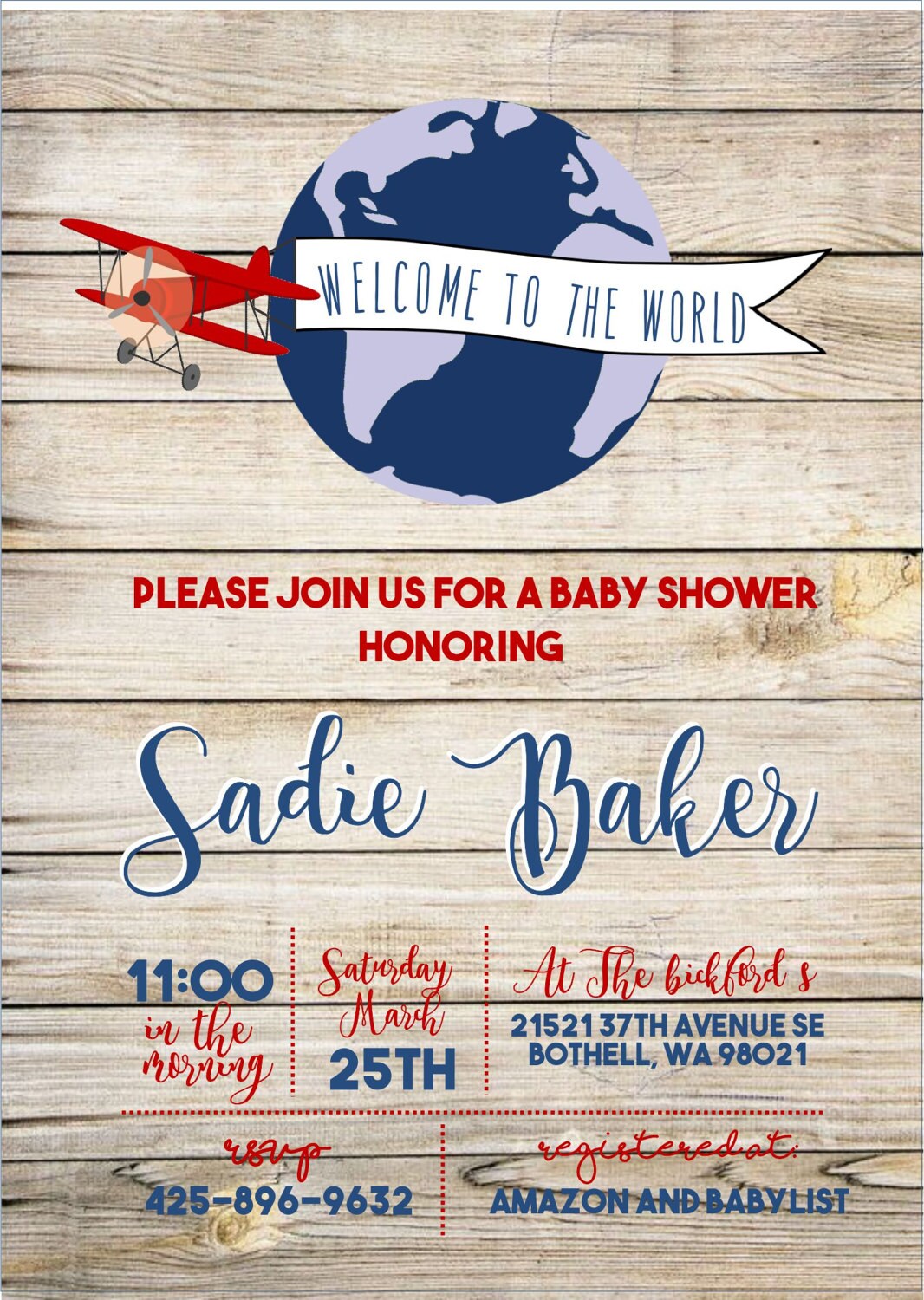 Airplane Baby Shower Invite, Plane Baby Shower Invite, Co Ed Baby Shower Invite, Vintage Airplane Invite, Airplane Invite, Boy Baby Shower