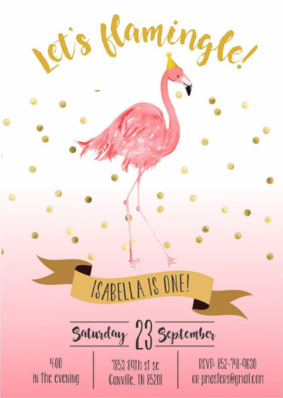 Flamingo Invitation, Flamingo Party Invite, Let's Flamingle Invite, watercolor, Flamingo Birthday Invite, Let's Flamingle Party, Luau