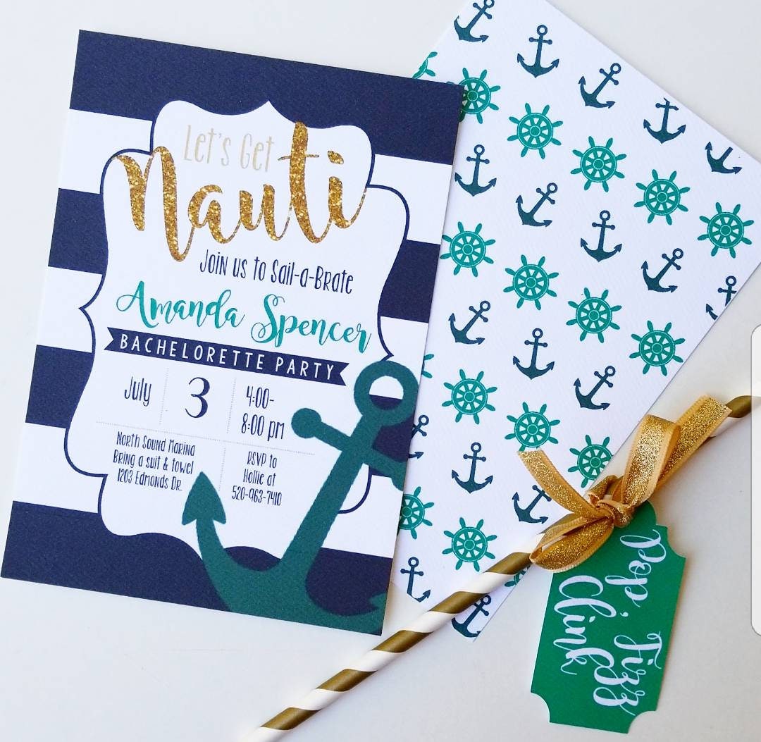 Bachelorette Invitations, Let's Get Nauti, Last sail before the veil, Nauti Bachelorette Invite, nautical invitation, nautical bachelorette