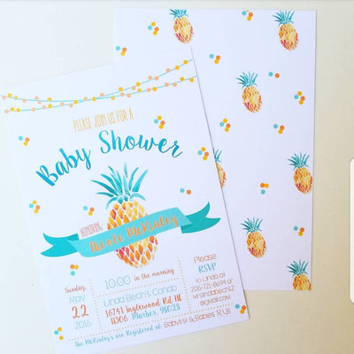 Pineapple Invitation, Pineapple Baby Shower Invitation, Pineapple Baby Shower, Luau Baby Shower invitation, Pineapple Invite, Bridal Shower