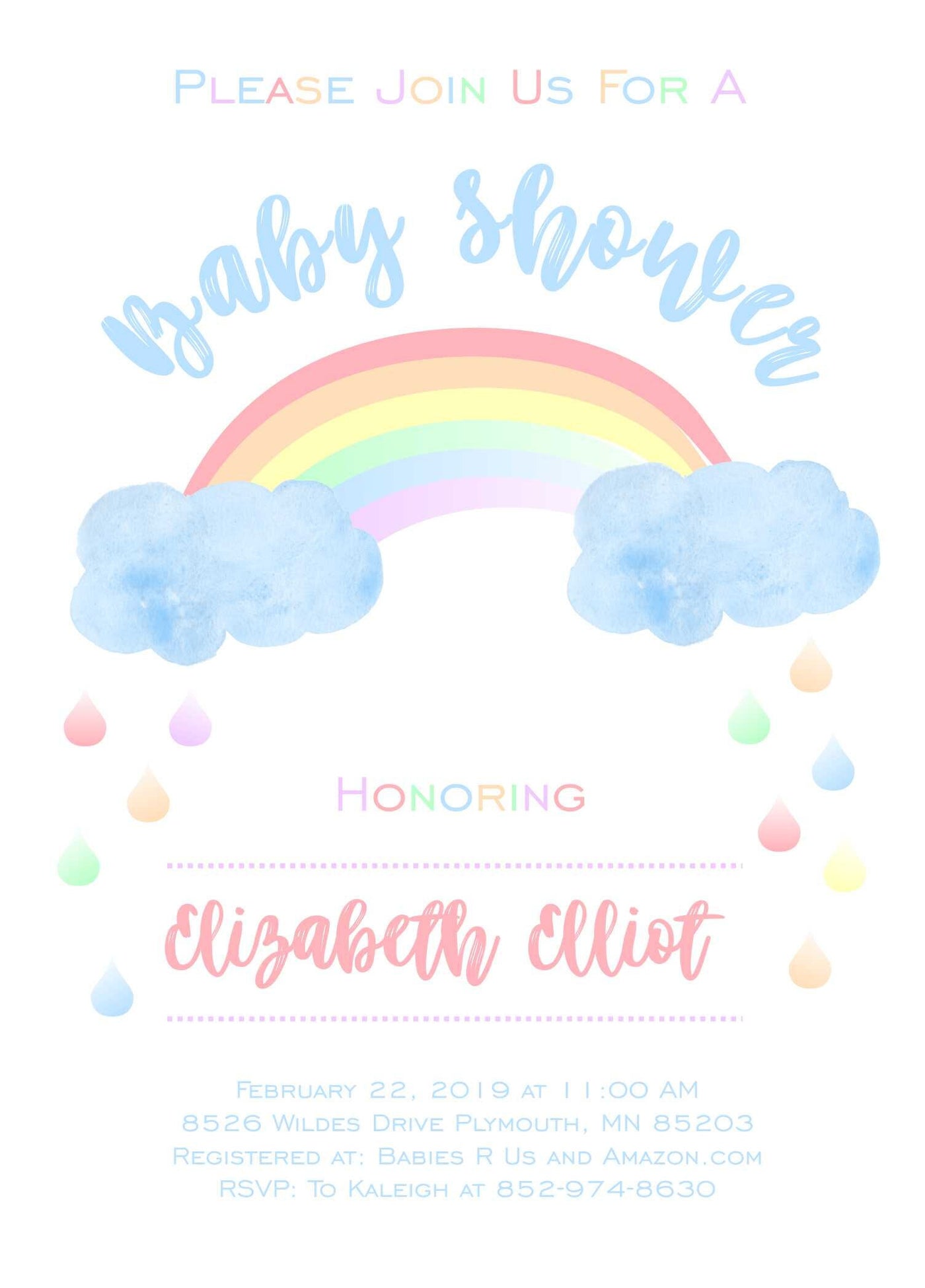 Rainbow Baby Shower Invitation, Rainbow Invitation, Rainbow Sprinkle Invite, Gender Neutral Baby Shower Invite, Baby Shower, Watercolor