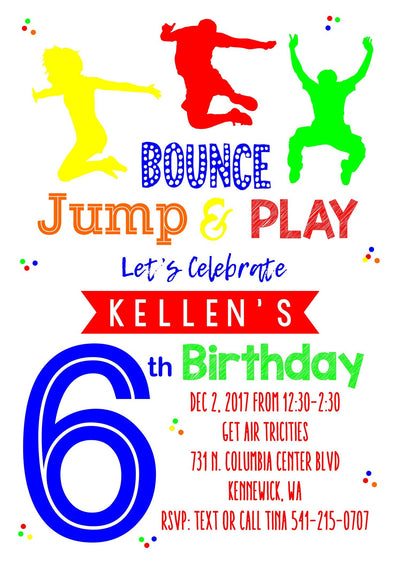 Jump Birthday Invitation, Trampoline Party Birthday Invite, Jump Invite, boy birthday, Trampoline Birthday Invite, Bounce House Party Invite
