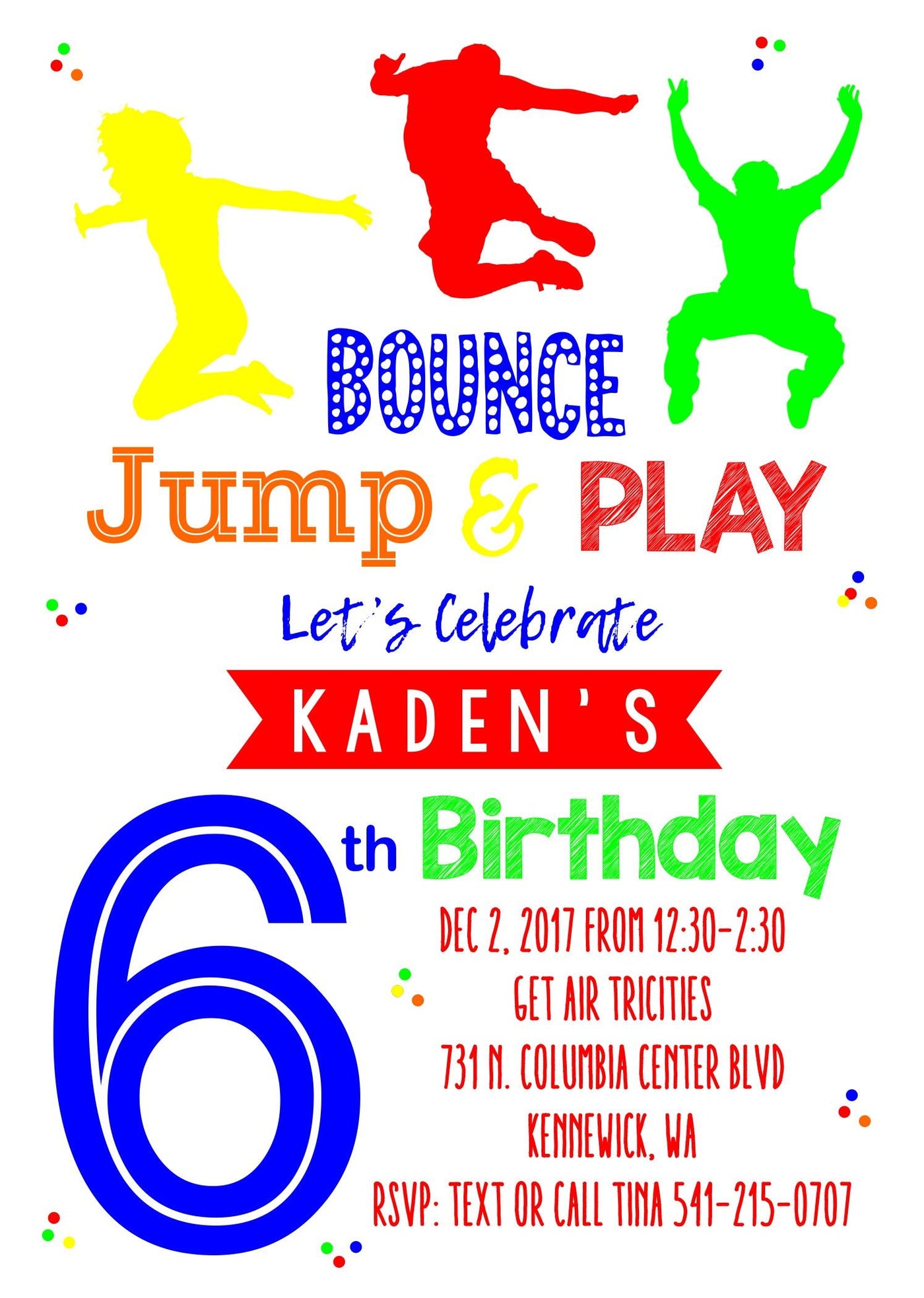 Jump Birthday Invitation, Trampoline Party Birthday Invite, Jump Invite, boy birthday, Trampoline Birthday Invite, Bounce House Party Invite