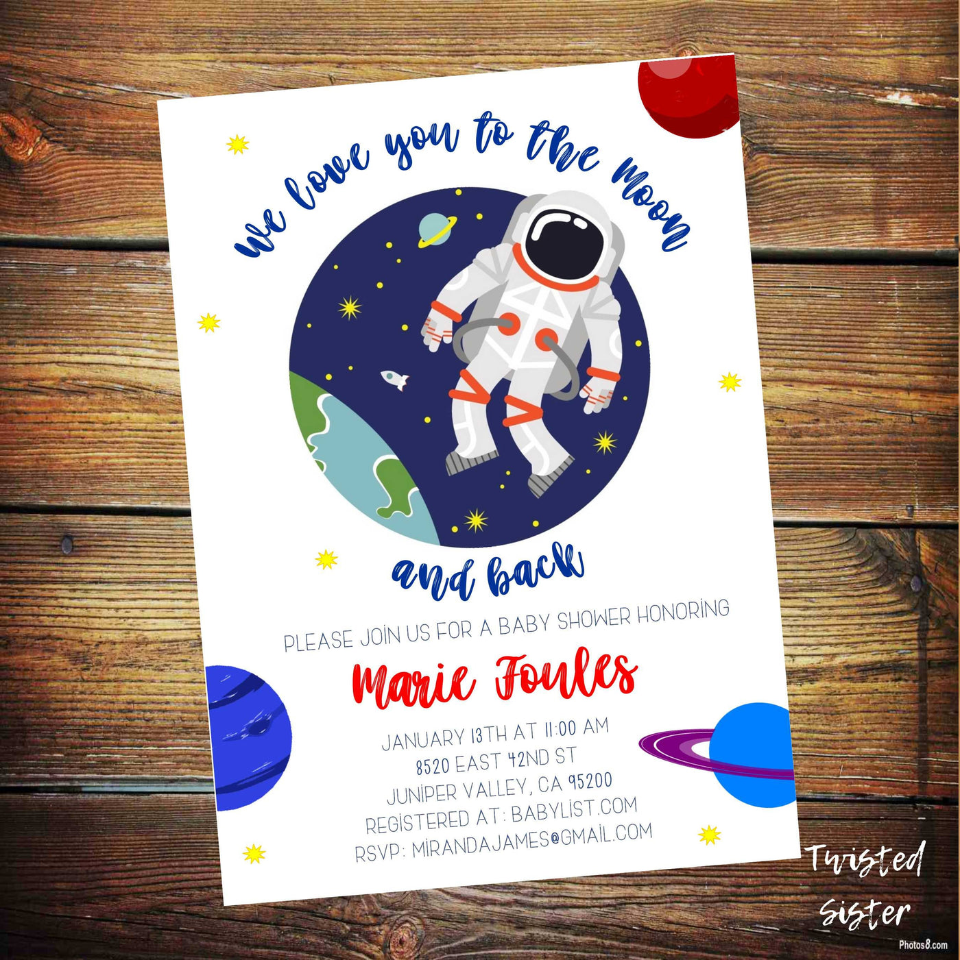 Space Baby Shower Invitation