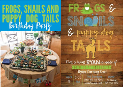 Snips and Snails Invite, Frogs and Snails invitation. Snips and Snails Birthday Party Invitation, Frogs and Snails Puppy Dog Tails Invite