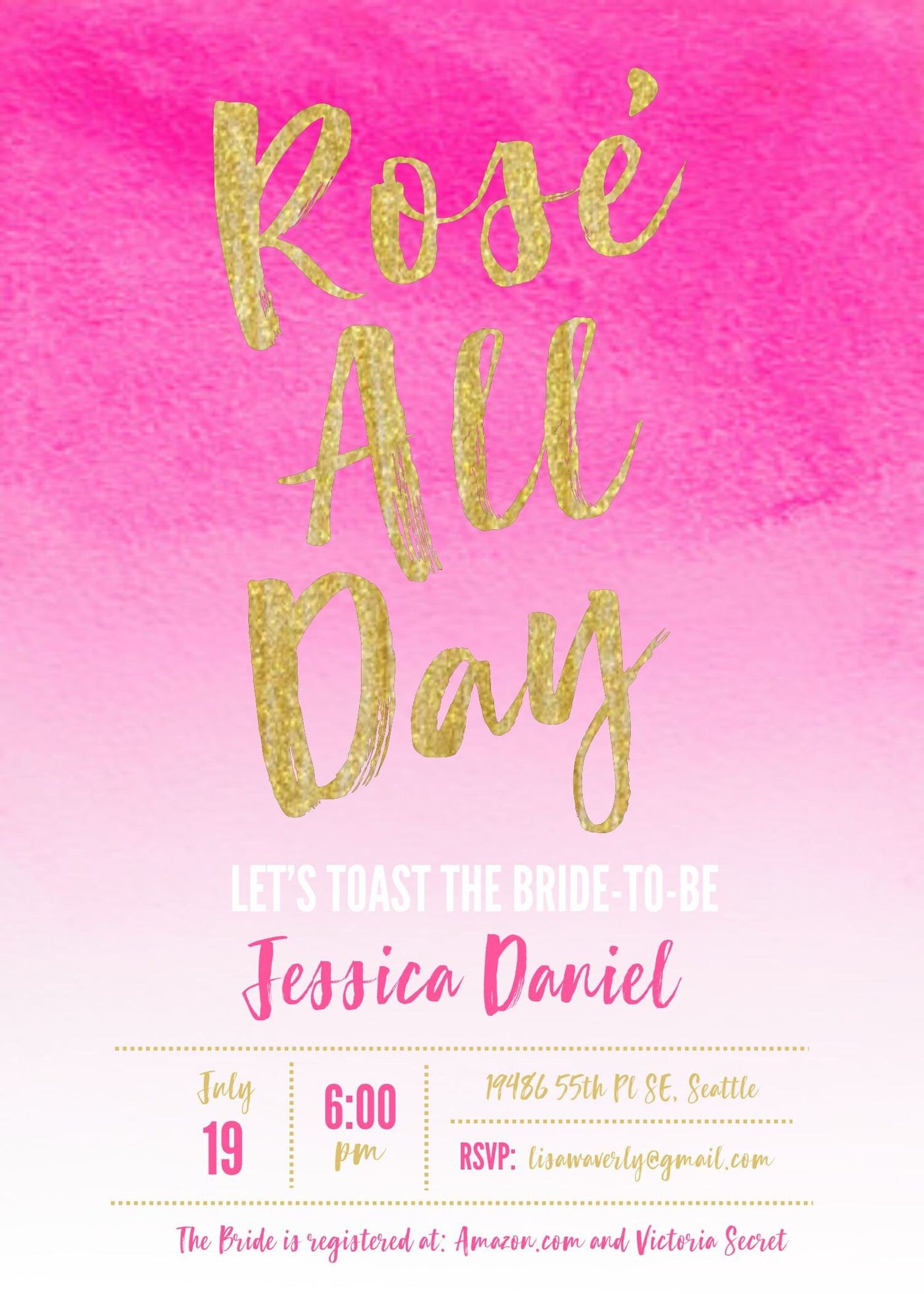 Rosé All Day Invitation, Bachelorette Party Invite, Rose All Day Invite, Girls Night Out, Bachelorette Invitation, bridal shower brunch