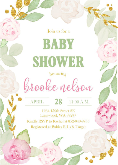 Floral Baby Shower Invitation