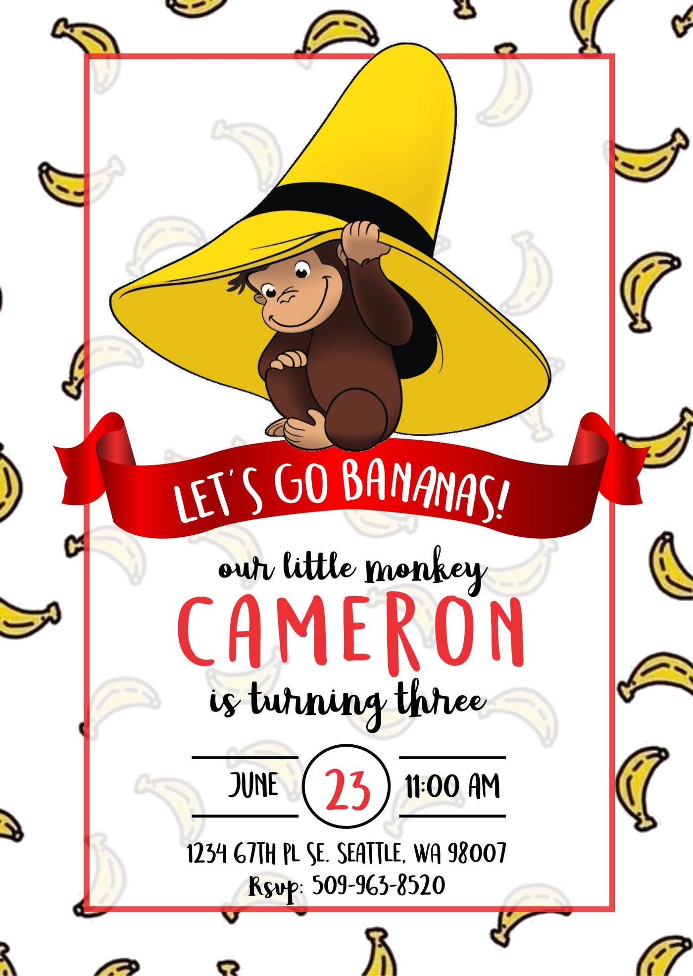 Curious George Birthday Invite