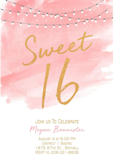 Sweet Sixteen Birthday Invitations, Sixteenth Birthday, 16th birthday girl, Sweet 16 invites, teen birthday invitations girl, 13th Birthday