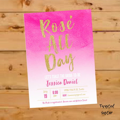 Rosé All Day Invitation, Bachelorette Party Invite, Rose All Day Invite, Girls Night Out, Bachelorette Invitation, bridal shower brunch