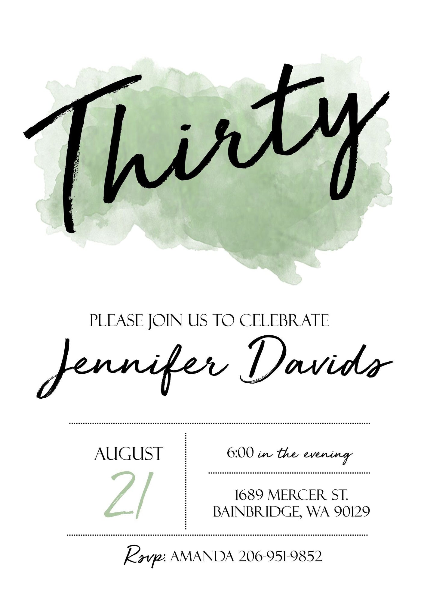 Adult Birthday Invitation, Thirtieth birthday invite, Dinner Party Invite, Adult Birthday Invite, 30th Birthday Invite, Thirty, 40th, 50th