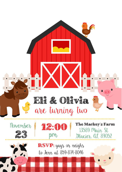 Farm birthday invitation, Barnyard birthday invitation, Western birthday invite, Farm Birthday Party, Farm Party Boy, Farm Invite Girl, 2nd