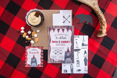 Buffalo Plaid Thank You Card, Lumberjack Birthday Thank you card, Camping Party Thank You Card, Kids birthday thank you card, boy thank you