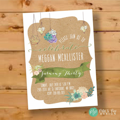 succulent party invitations Succulent Birthday Invitations – Palm to Pine Design