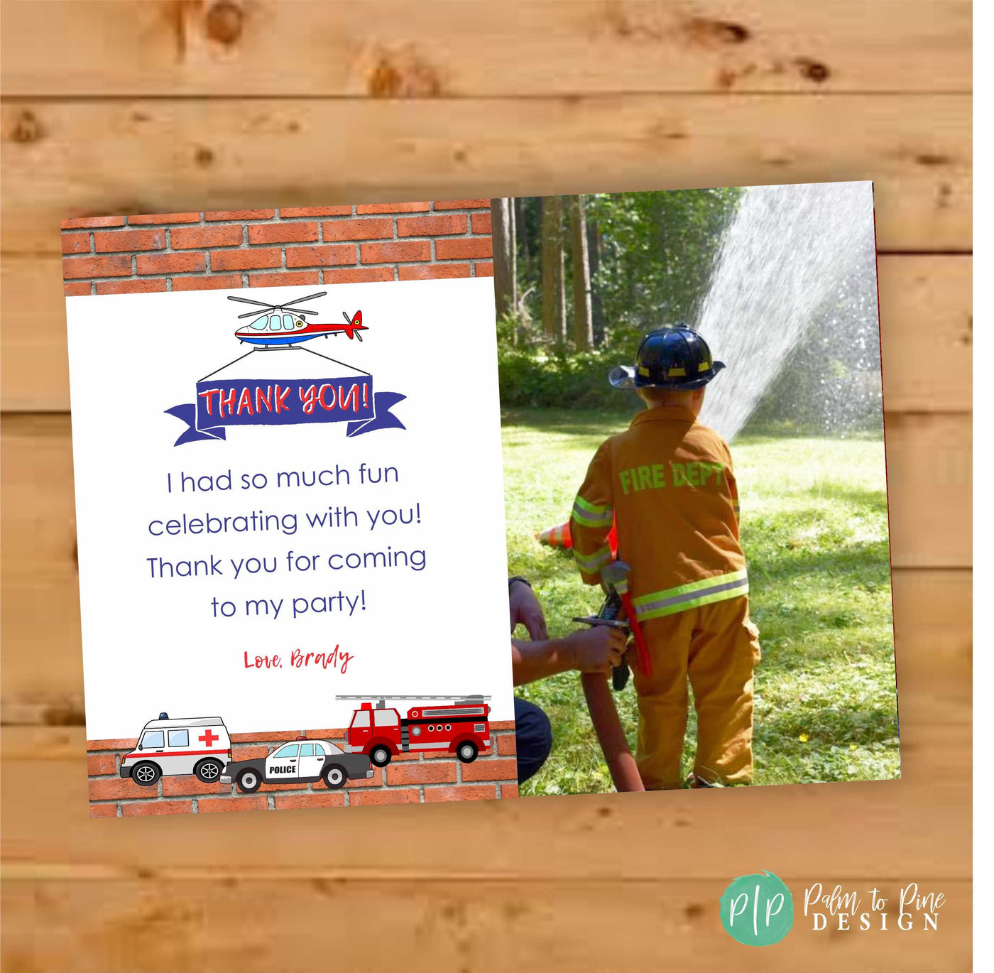 Firetruck birthday invitation, Emergency vehicles birthday, Boy Birthday Invitations, Police Car, Rescue Cars invite, Police birthday party