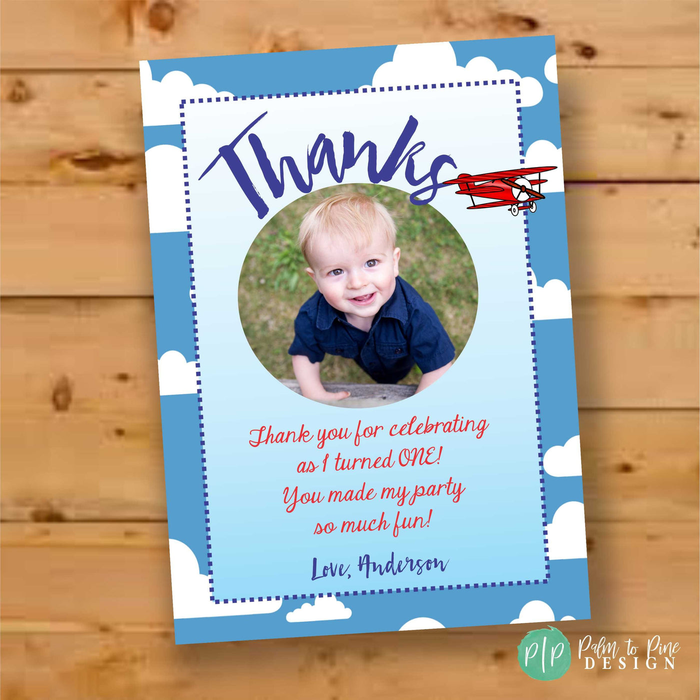 Airplane Birthday Thank You Card