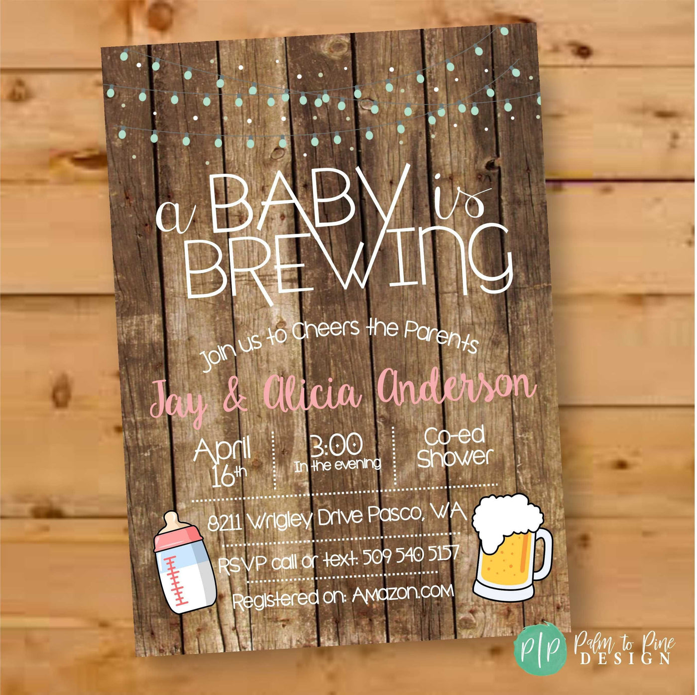 A Baby is Brewing Invitation, Beer Baby Shower Invitation, Beer Baby Shower, co ed baby shower invitation, co ed baby shower invite, beer