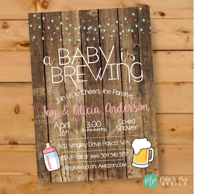 A Baby is Brewing Thank You Card, Beer Baby Shower Thank You, Baby Shower Thank You, Baby Shower BBQ Thank You Card, Rustic Thank You Card