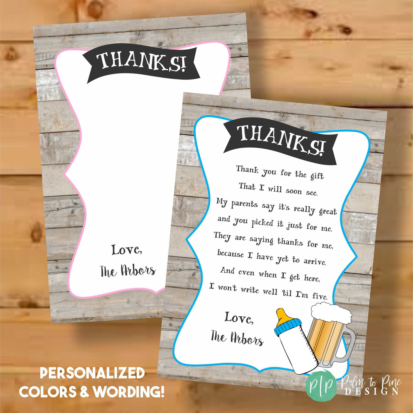 A Baby is Brewing Thank You Card, Beer Baby Shower Thank You Card, Beer Baby Shower, co ed baby shower, co ed baby shower thank you card