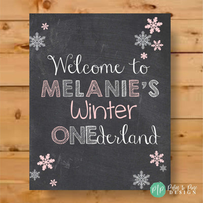 Winter ONEderland Birthday Decor, Winter Birthday Party Decor, Happy Brrrrthday, Snow Much Fun, Chalkboard Birthday Decor, Pink Snowflakes