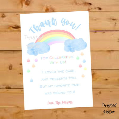 Rainbow Birthday Thank You Card