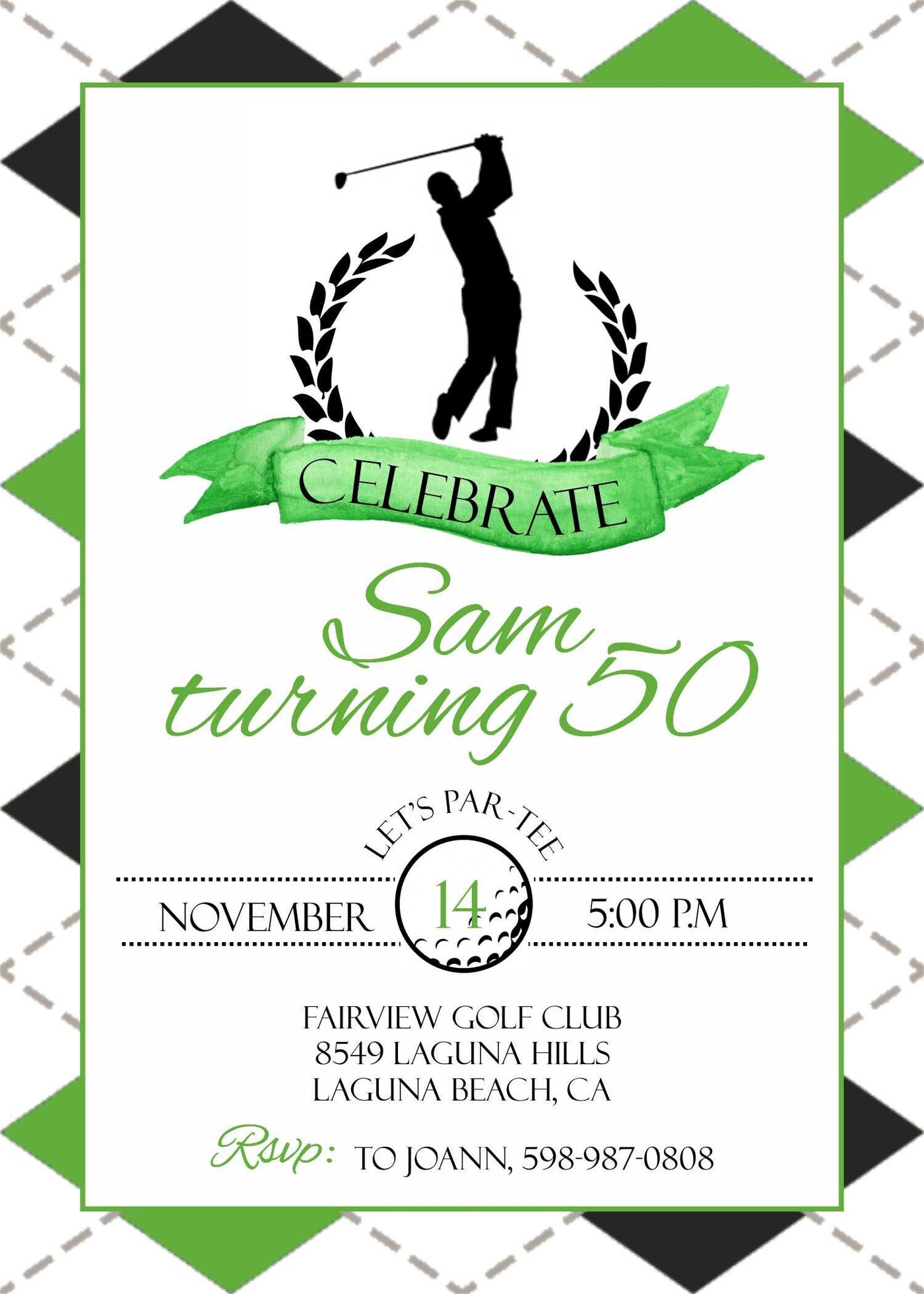 Retirement Party Invite, Golfing Retirement Party, Golfing Birthday Invite, Adult Birthday Invitation, Man's Golf Birthday Party Invitation