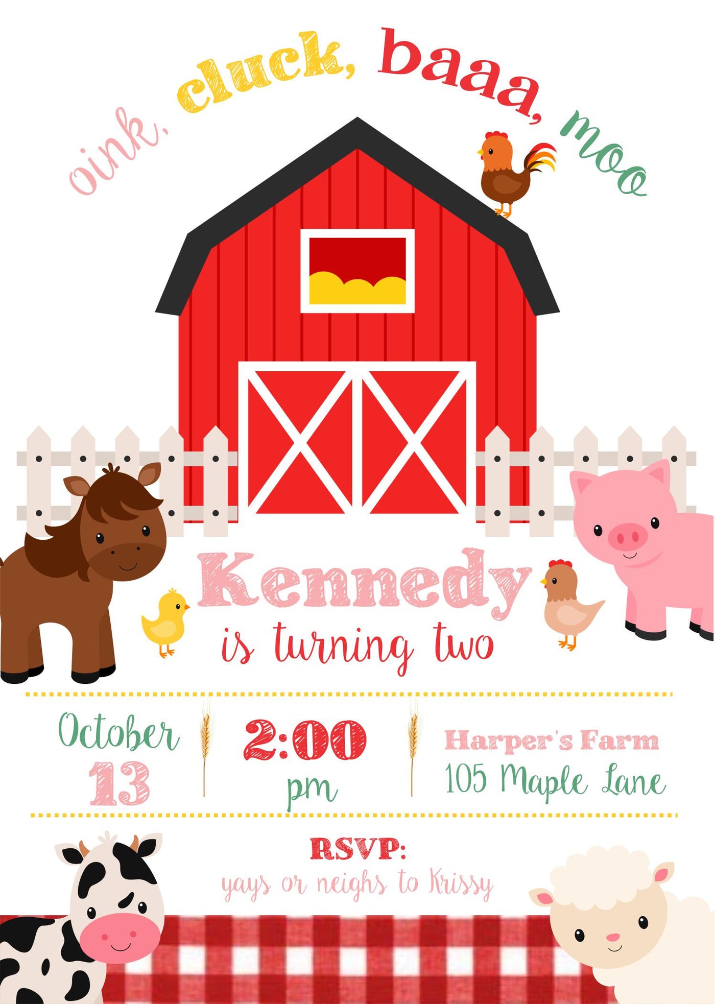 Farm birthday invitation, Barnyard birthday invitation, Farm Animal Birthday, Farm Birthday Party, Farm Party Boy, Farm Invite Girl, 2nd