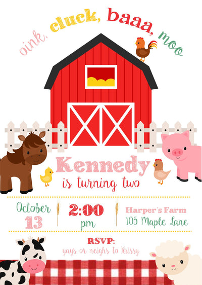 Farm birthday invitation, Barnyard birthday invitation, Farm Animal Birthday, Farm Birthday Party, Farm Party Boy, Farm Invite Girl, 2nd