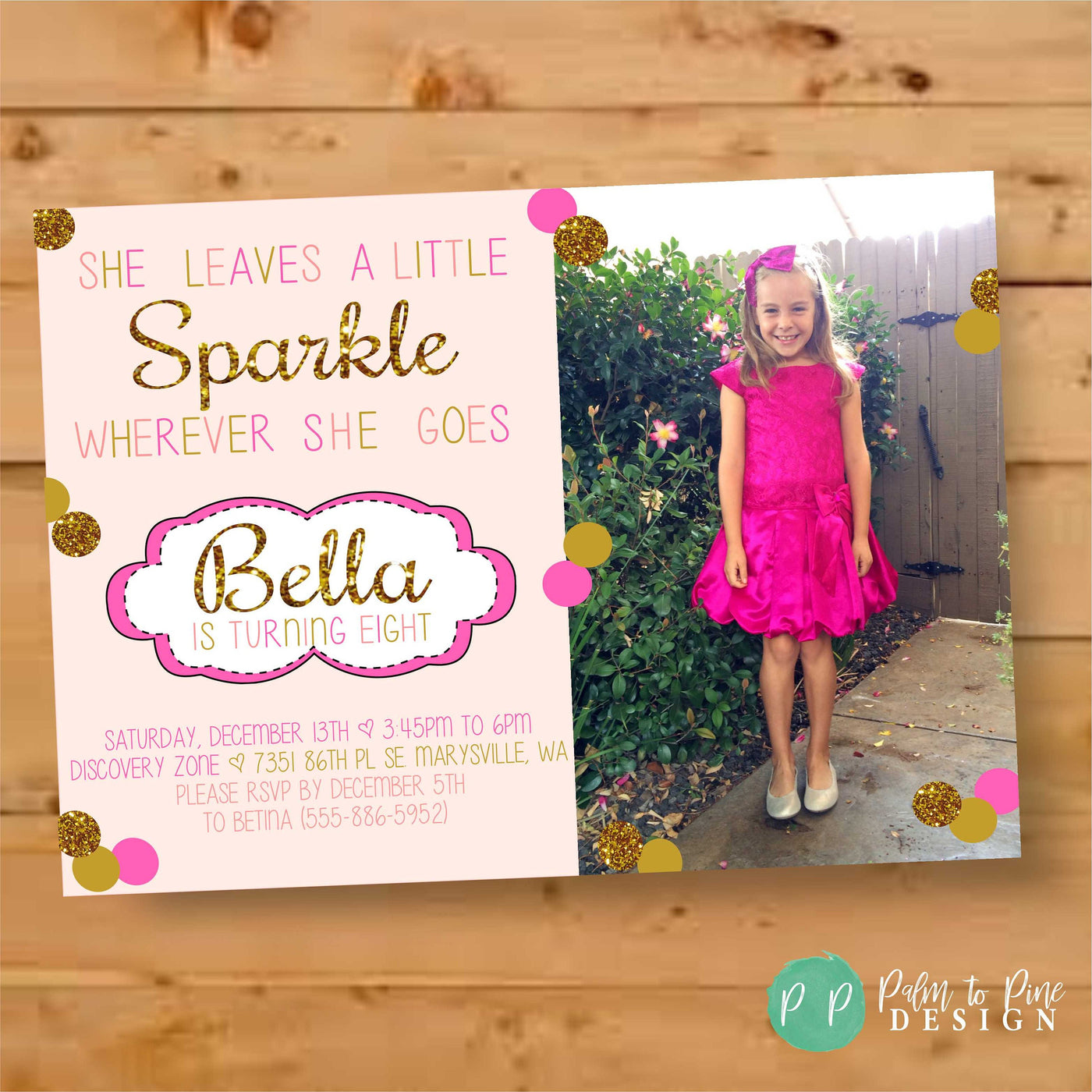 Pink & Gold Birthday Party Invite