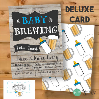 A Baby is Brewing Invitation, Beer Baby Shower Invitation, Beer Baby Shower, co ed baby shower invitation, co ed baby shower invite, retro